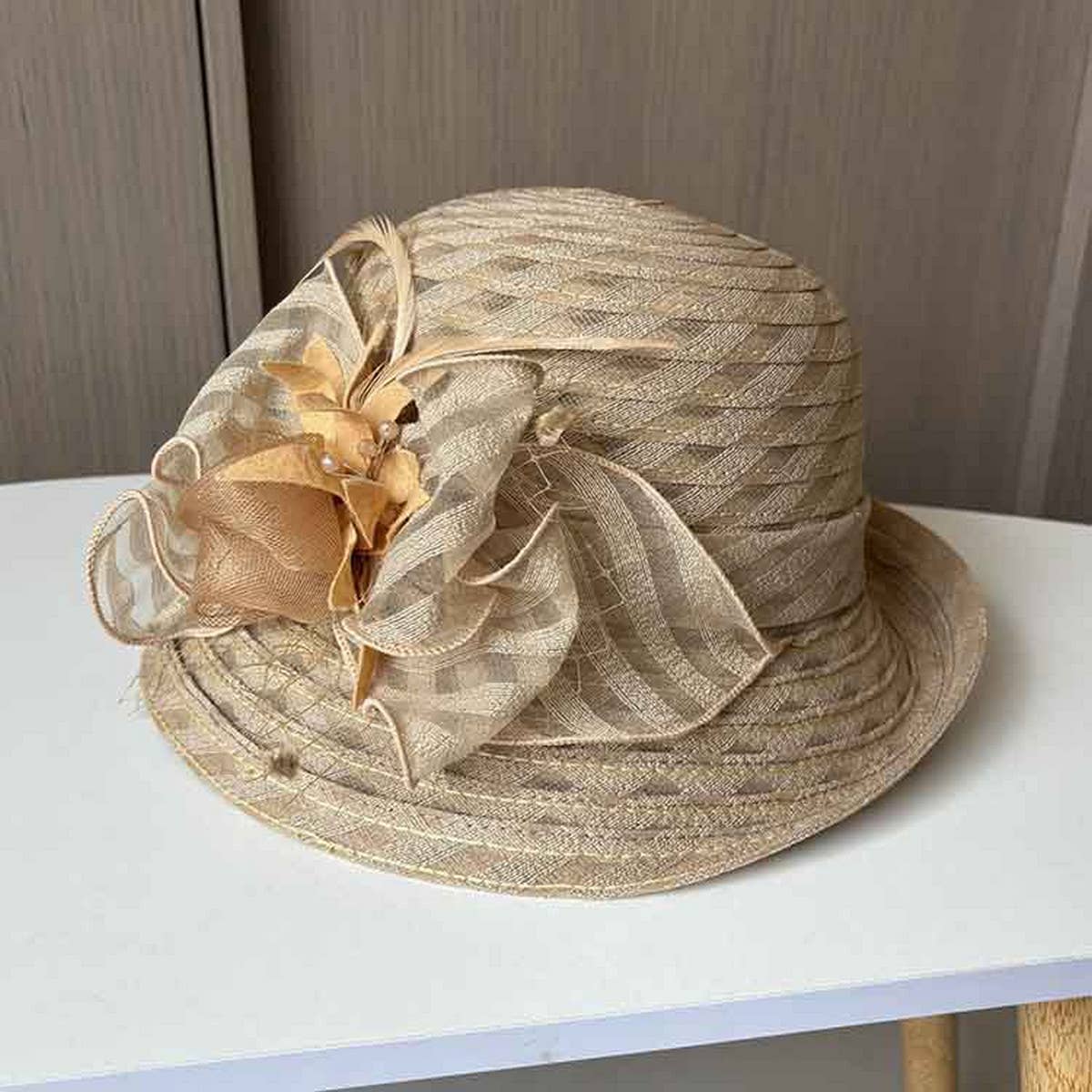 FLOWER HALF ROLL MESH SUN HAT_CWAB2902