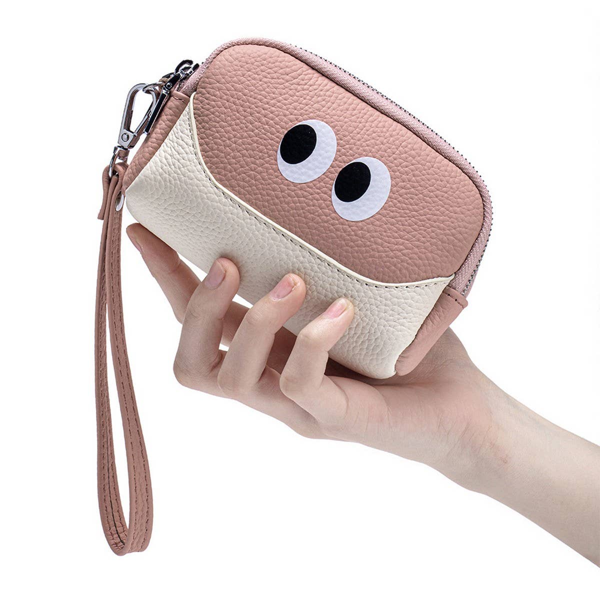 Cute Mini Leather Wristlet ? Triple Zipper Pouch_CUAB00380