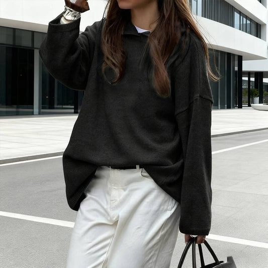 Simple long-sleeved hooded woolen sweatshirt