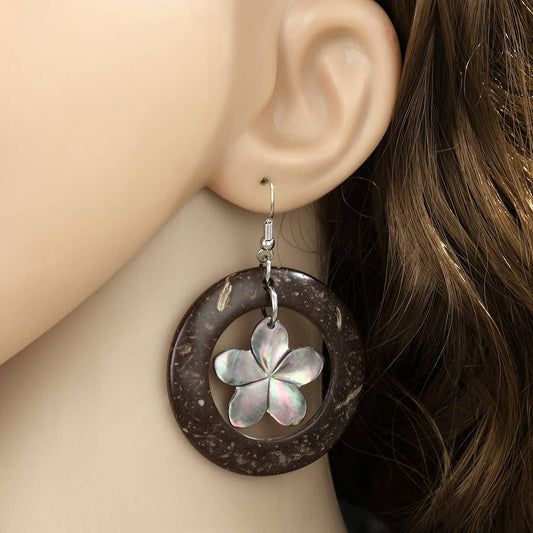 SIMPLE AND FASHIONABLE HOLLOW BLACK SHELL EARRINGS