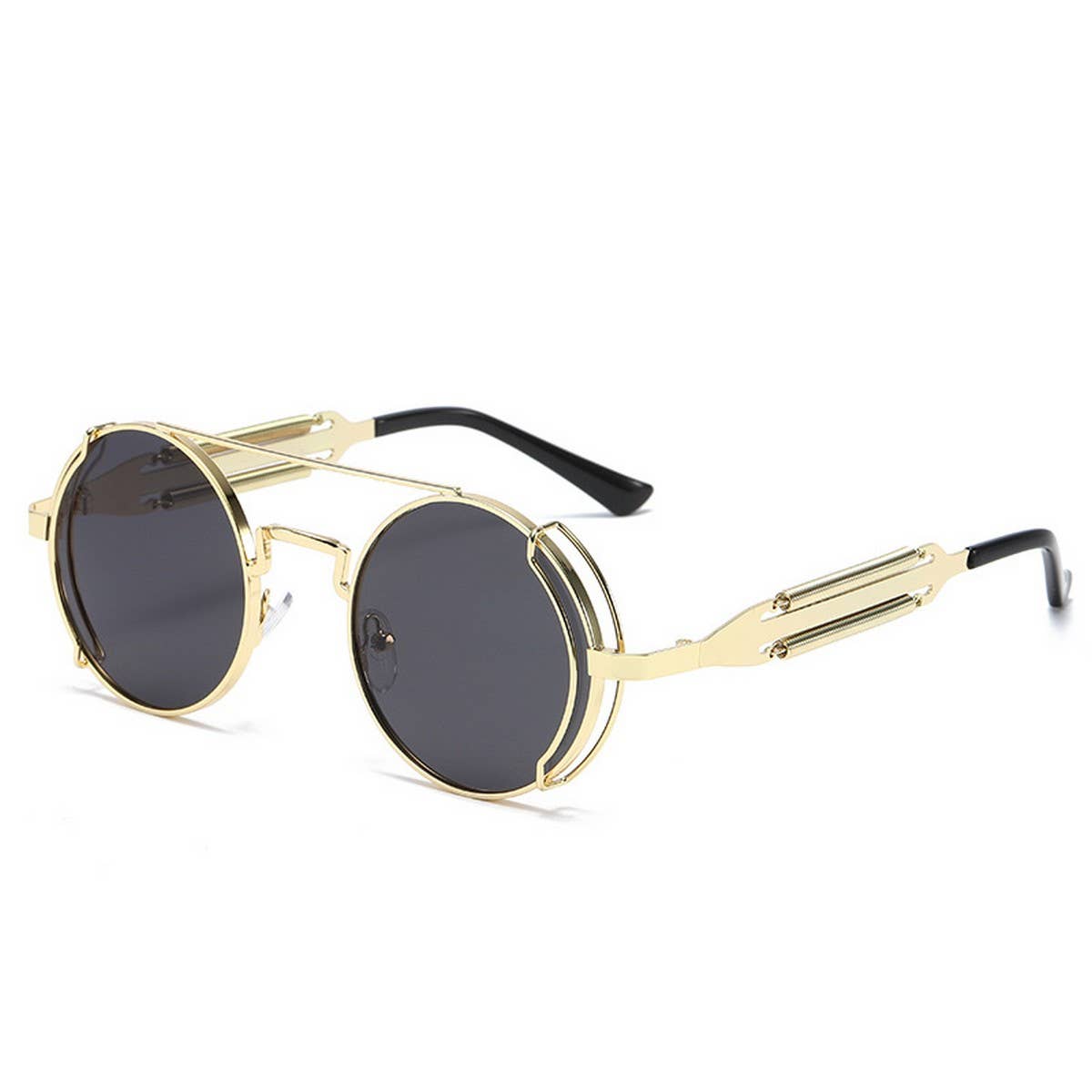 METAL ROUND FRAME STEAMPUNK METAL SUNGLASSES