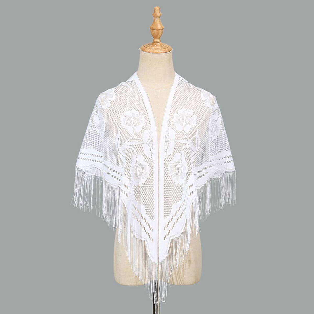 SUMMER WAISTCOAT HOLLOW TASSEL TRIANGLE SHAWL