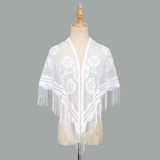 SUMMER WAISTCOAT HOLLOW TASSEL TRIANGLE SHAWL