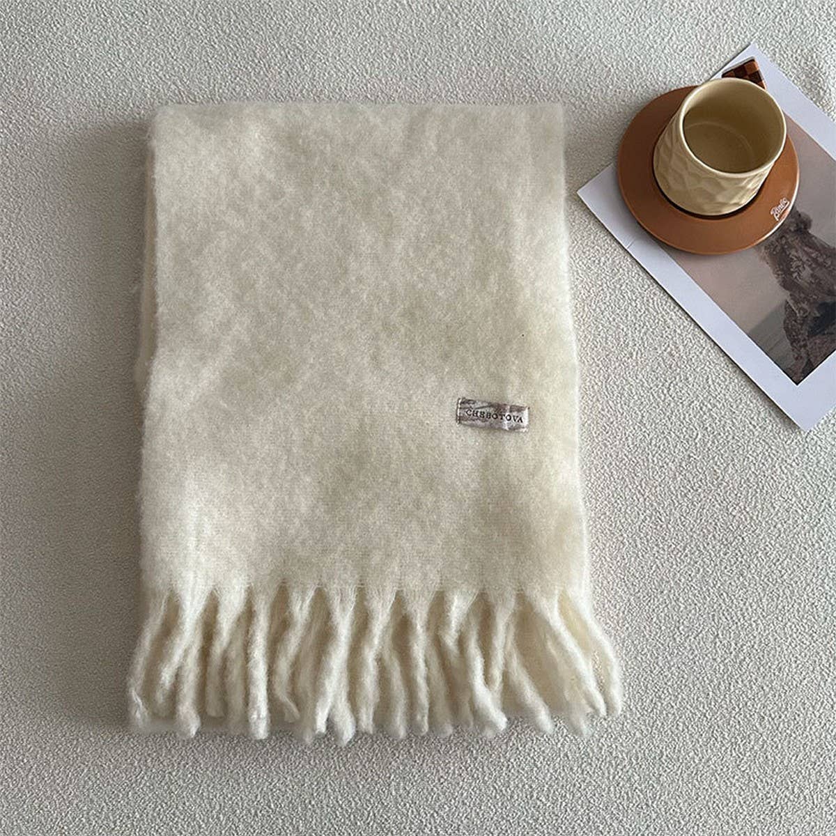 Chunky Wool Blend Scarf for Winter ? Solid Color