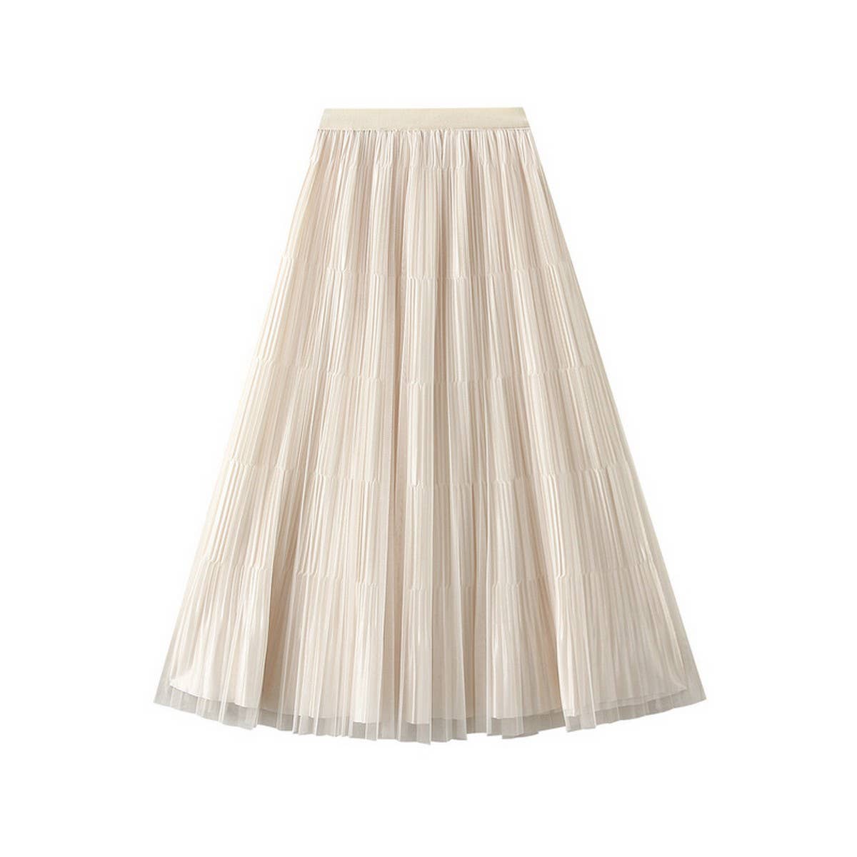 REVERSIBLE MESH PLEATED SKIRT A-LINE SKIRT
