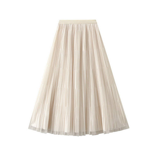 REVERSIBLE MESH PLEATED SKIRT A-LINE SKIRT