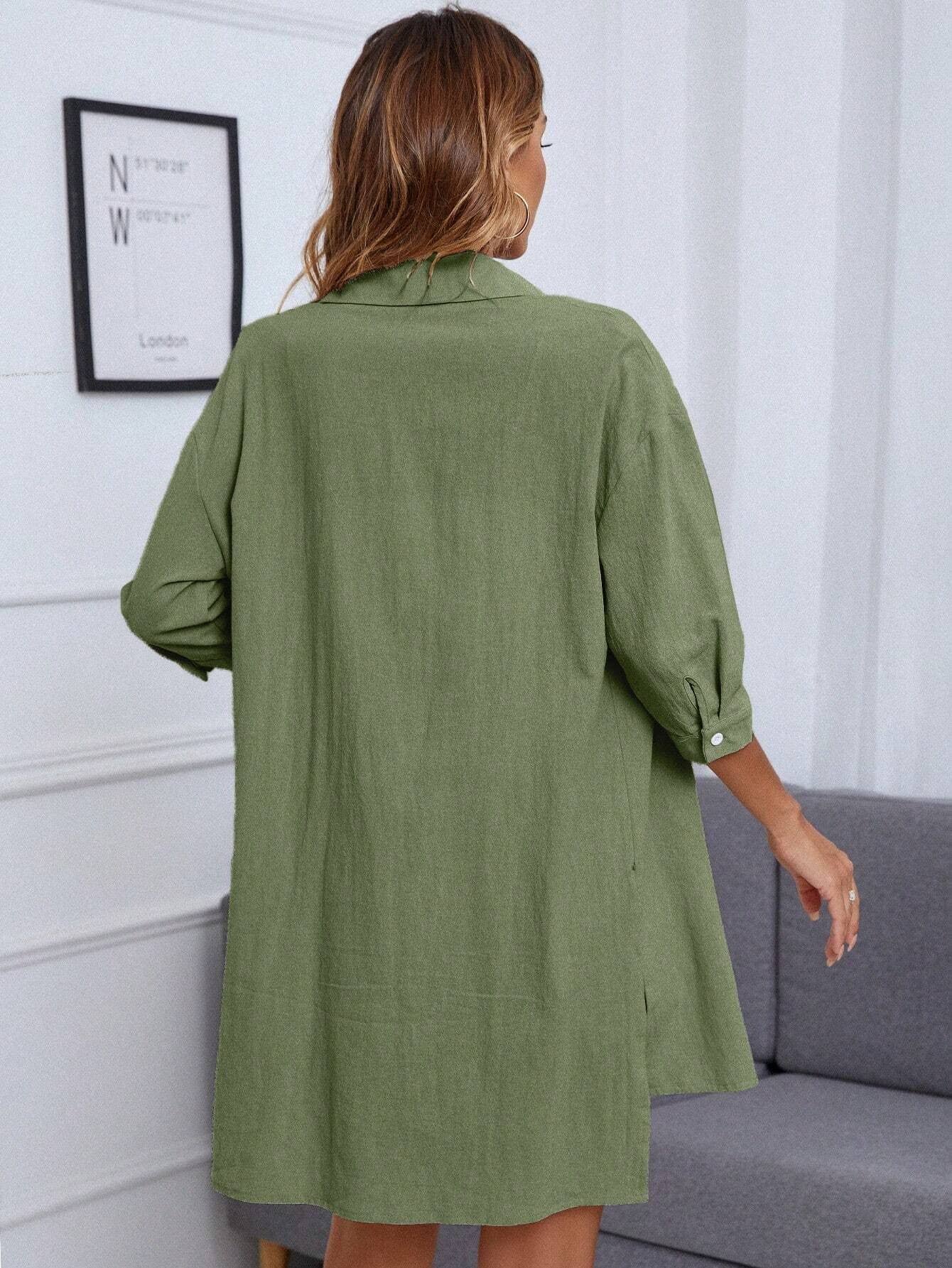 SINGLE BREASTED SHIRT SOLID COLOR LOOSE SUIT