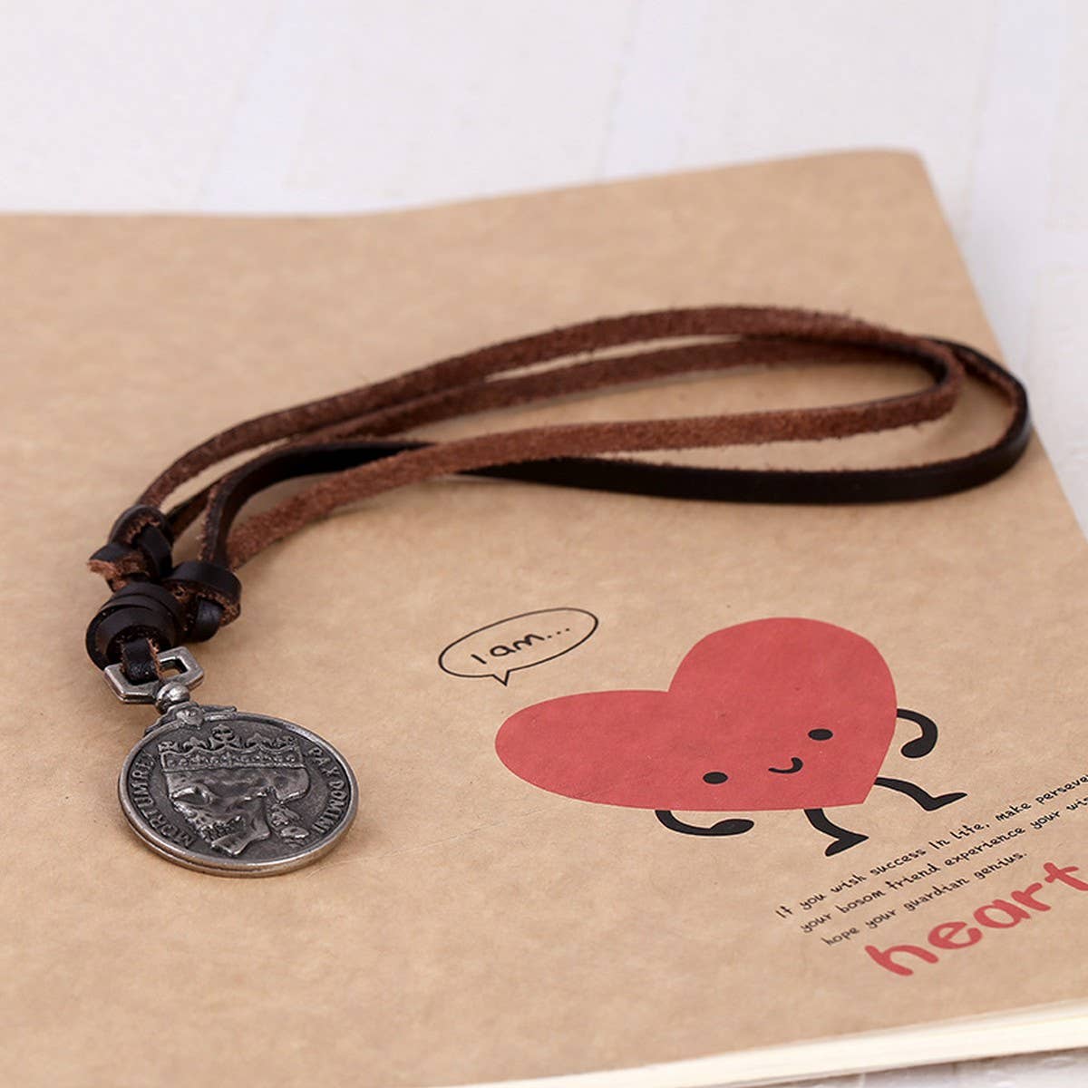 MEN'S VINTAGE COWHIDE PENDANT NECKLACE