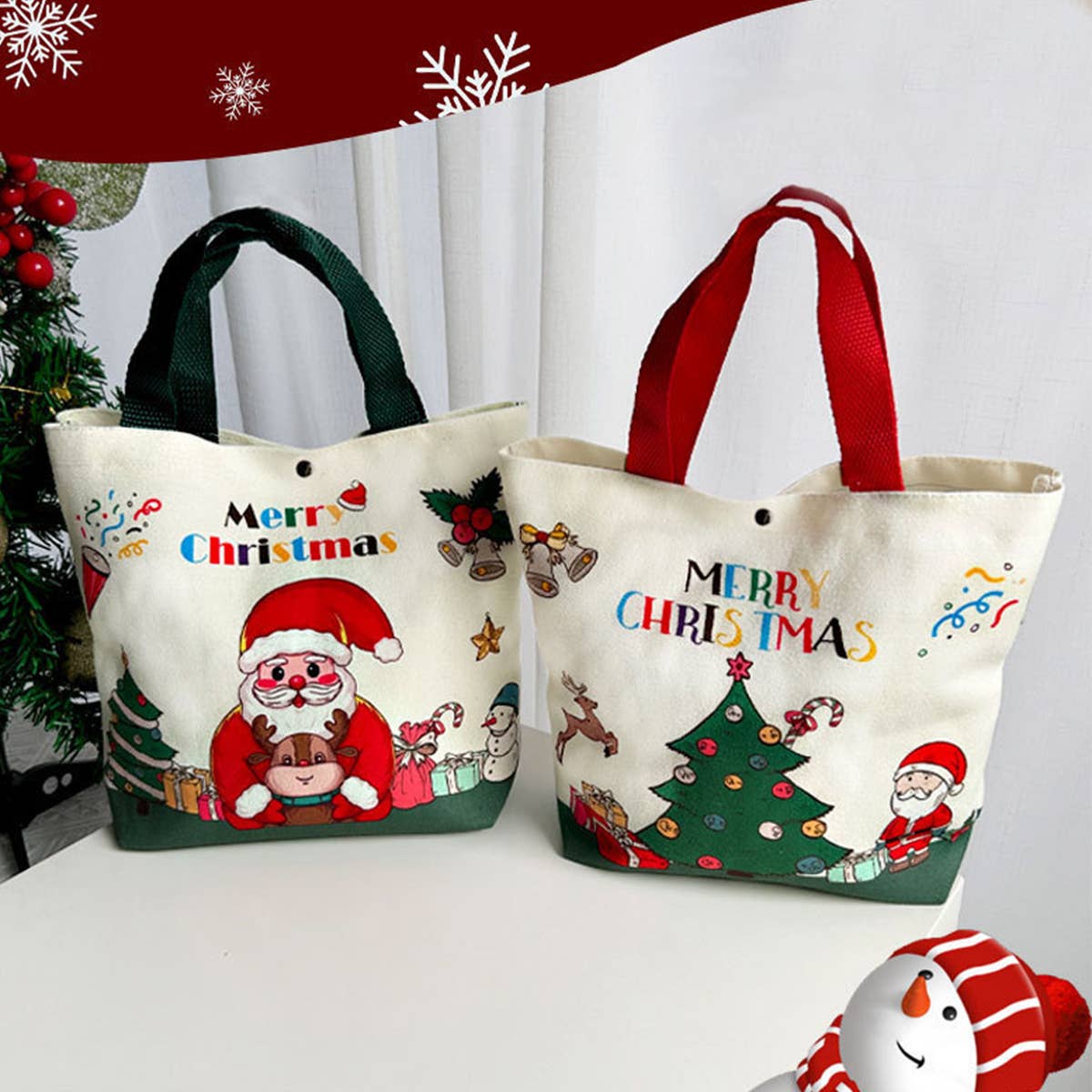 CWMM9357_CHRISTMAS EVE GIFT CANDY APPLE TOTE BAG