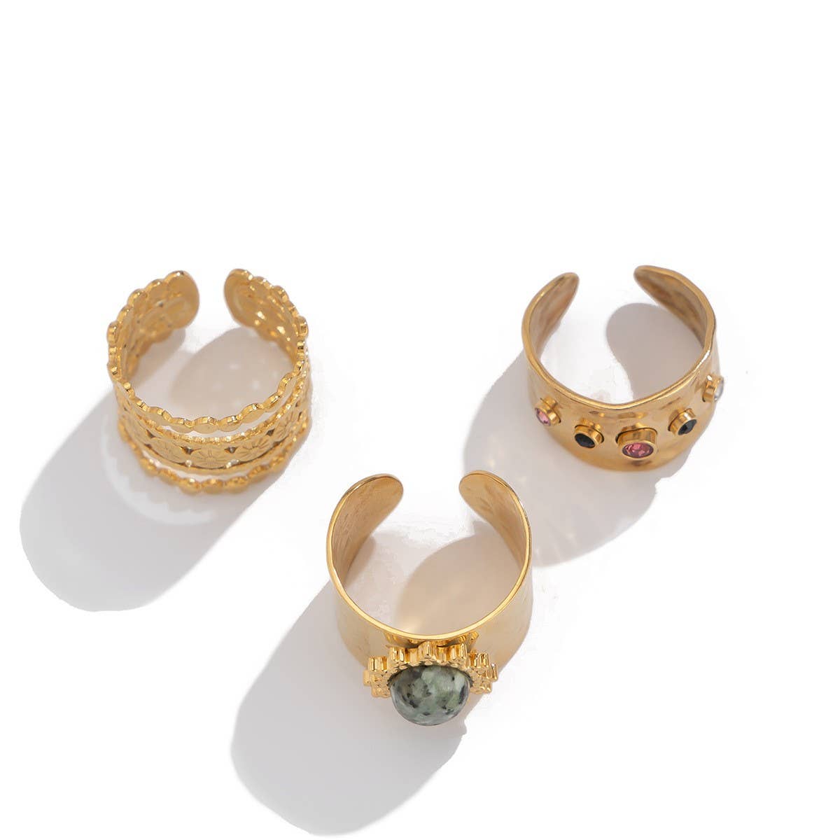 FASHIONABLE METALLIC PLEATED KNUCKLE RING SET