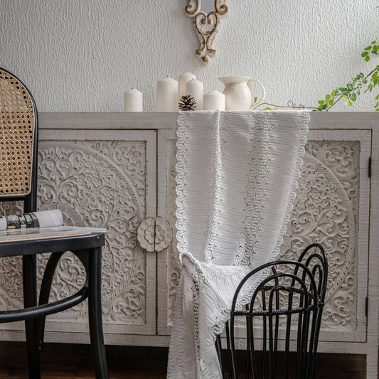 LACE HOLLOW WHITE TABLE DECORATION TABLECLOTH