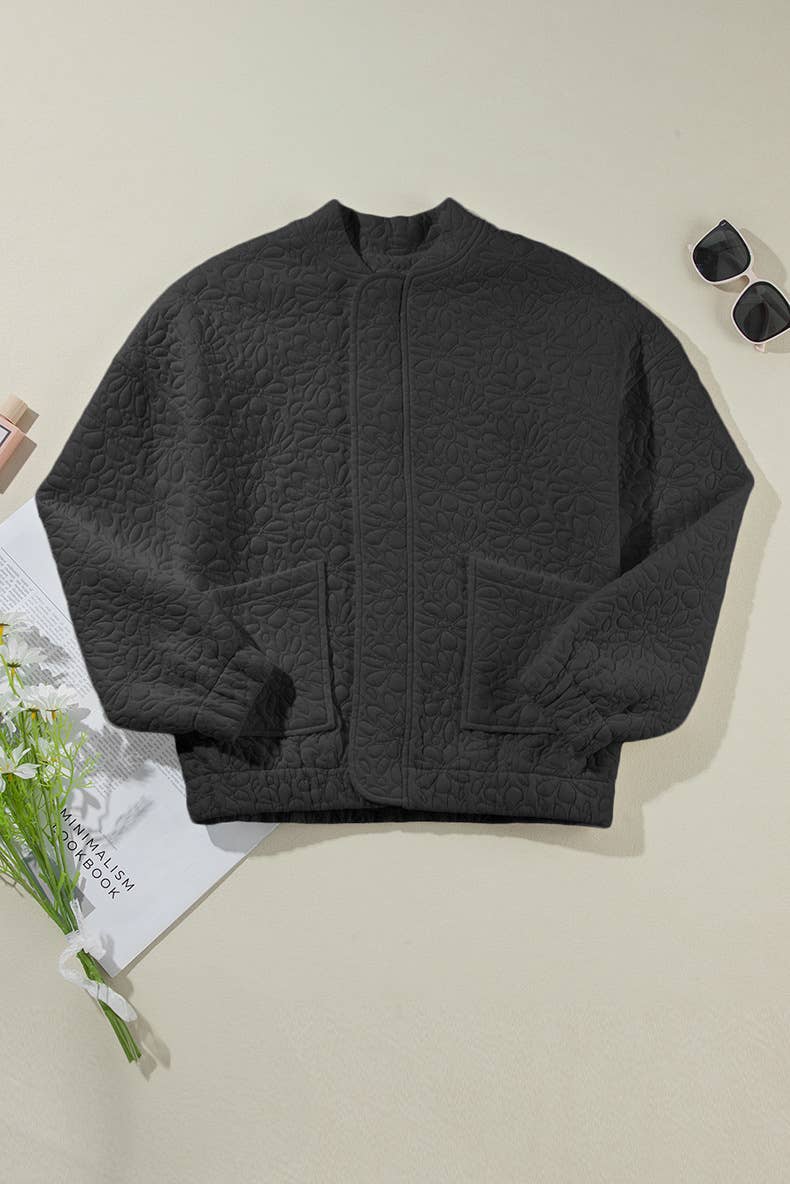 Solid-color floral texture loose jacket