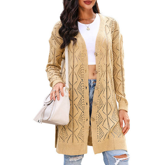 SINGLE BREASTED TWIST MID-LENGTH KNIT CARDIGAN