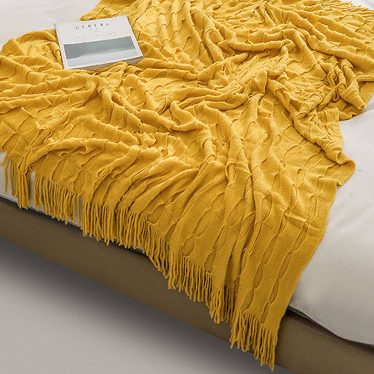 KNITTED THIN TASSEL SOFA BLANKET BED END BLANKET