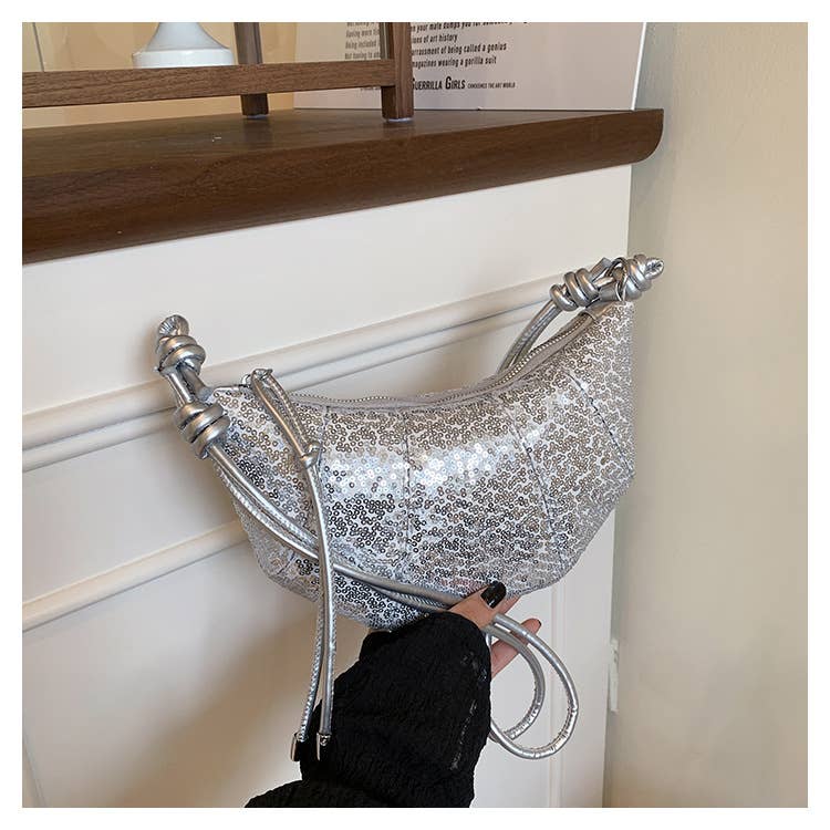 Sequined solid color personalized crossbody bag