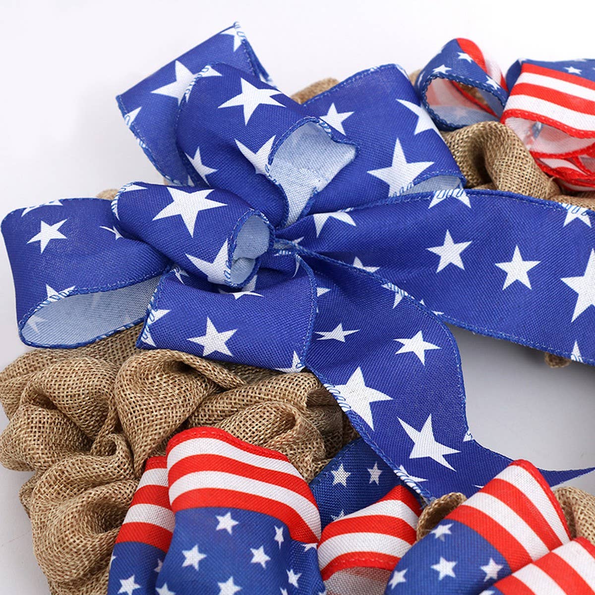 USA Flag Dual Ribbon Wreath for July 4th Decor_CWAJE05387