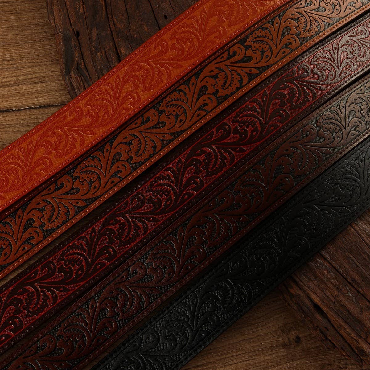 VINTAGE EMBOSSED DISTRESSED WESTERN BELT