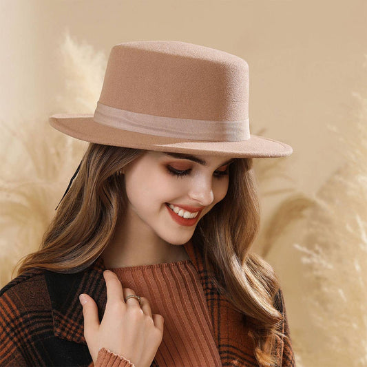 AUTUMN WINTER FELT HAT ELEGANT VINTAGE FEDORA_CWAH1975