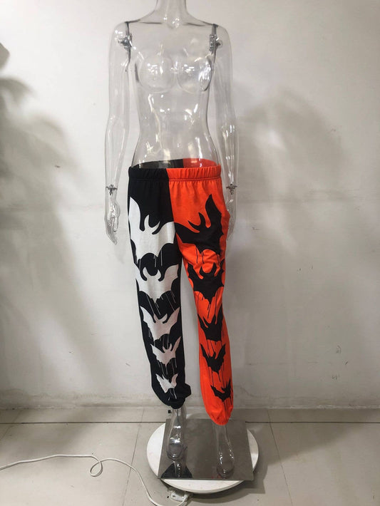SPORTY BLACK AND ORANGE HARLAN STRAIGHT-LEG PANTS