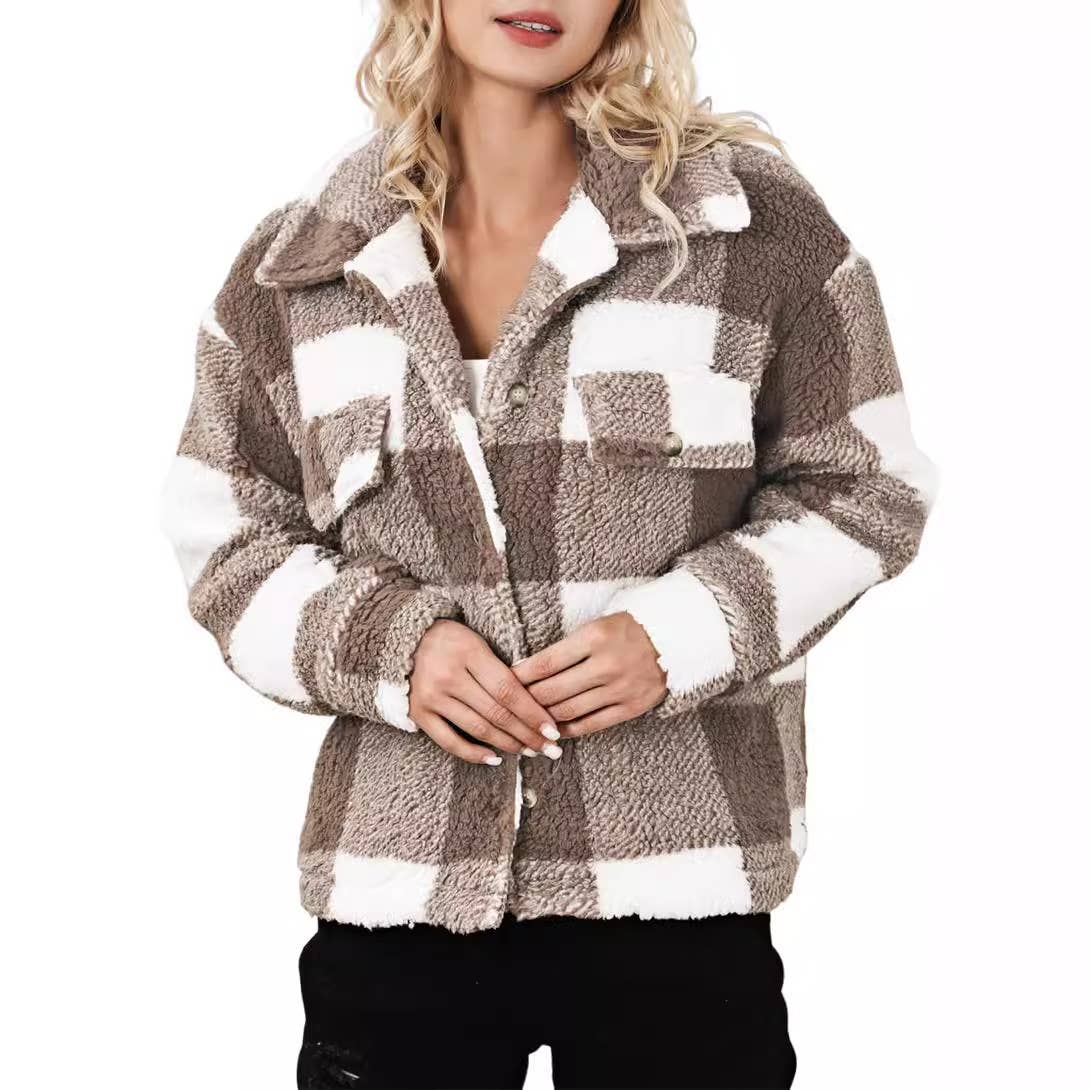 LAPEL PLUSH BAGGY COMMUTER SINGLE-BREASTED COAT