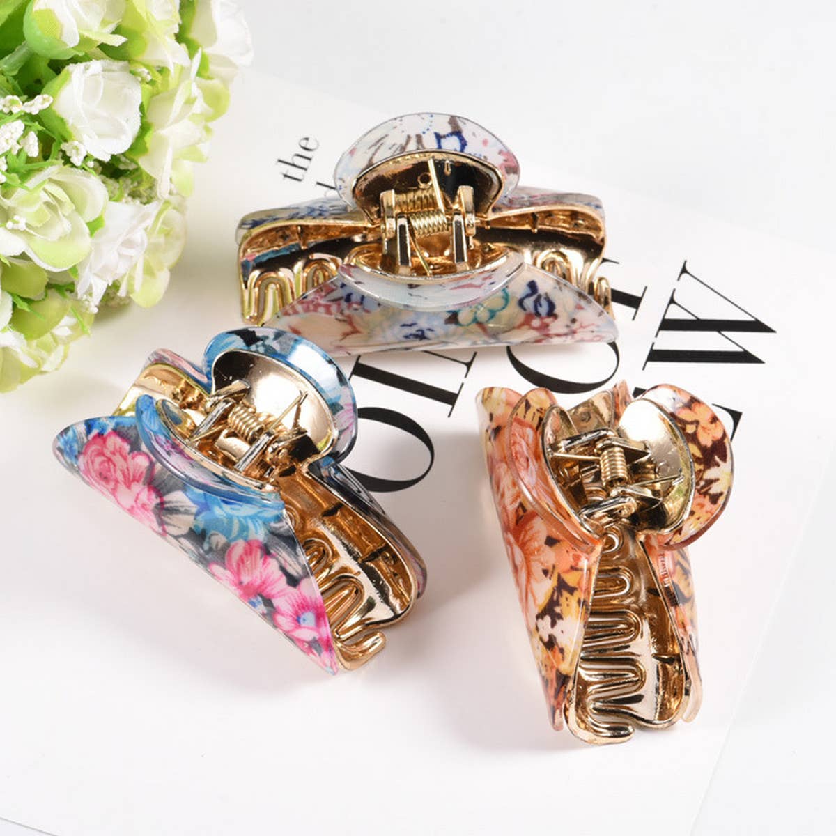 Large Acrylic Flower Hair Claw Ponytail Clip_CWAHA0990