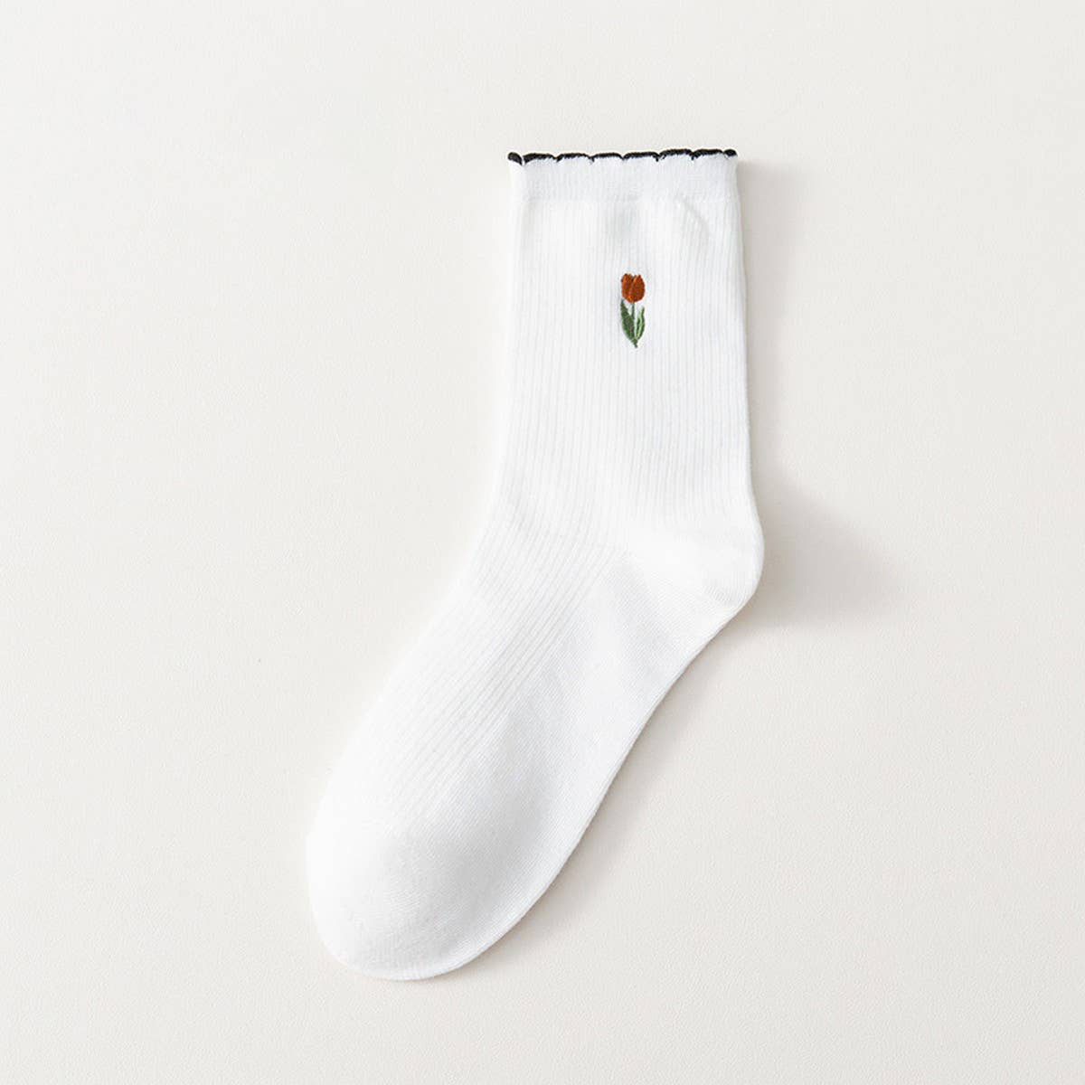 FLORAL EMBROIDERED COTTON SOCKS