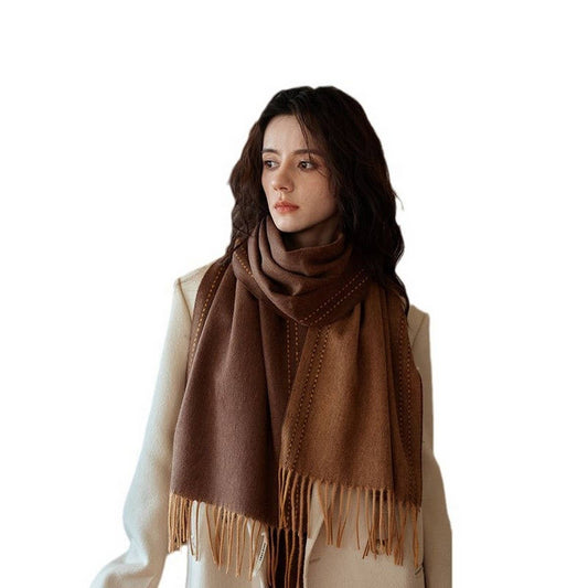 100% Wool Double-Sided Scarf - Warm Unisex Shawl_CWASC2306