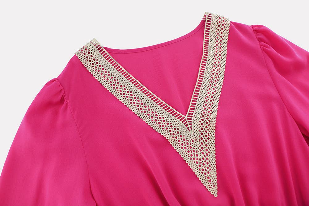 V-Neck Ruffle Pleated Bodycon Dress