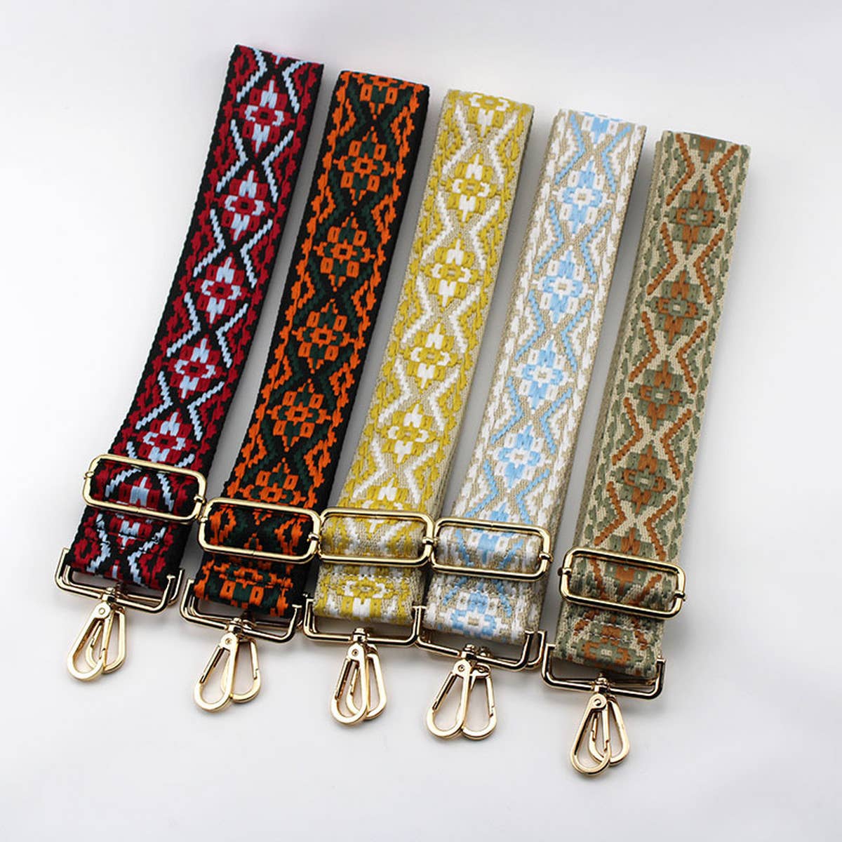 GEOMETRIC EMBROIDERY ADJUSTABLE BAG STRAP