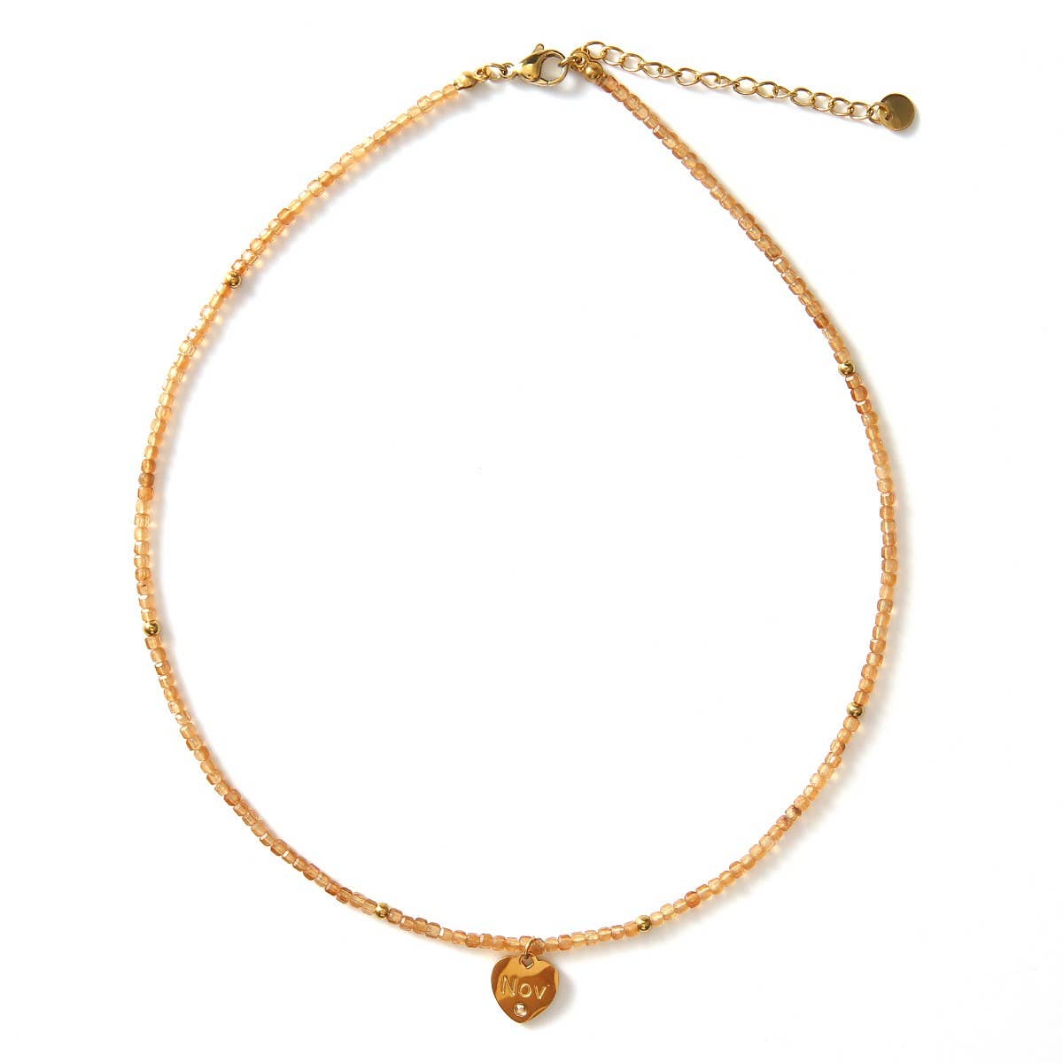 12-Month Cut Stone Necklace with Heart Pendant_CWMM8851