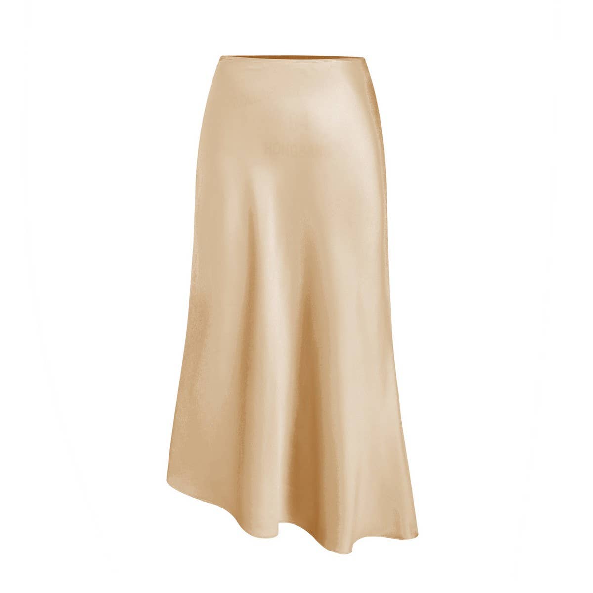 SATIN SKIRT ASYMMETRIC HIGH WAIST MAXI SKIRT