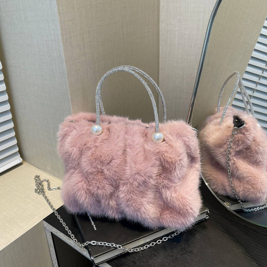 WINTER PLEATED CLOUD BAG CROSSBODY PLUSH BAG_CWAB3922