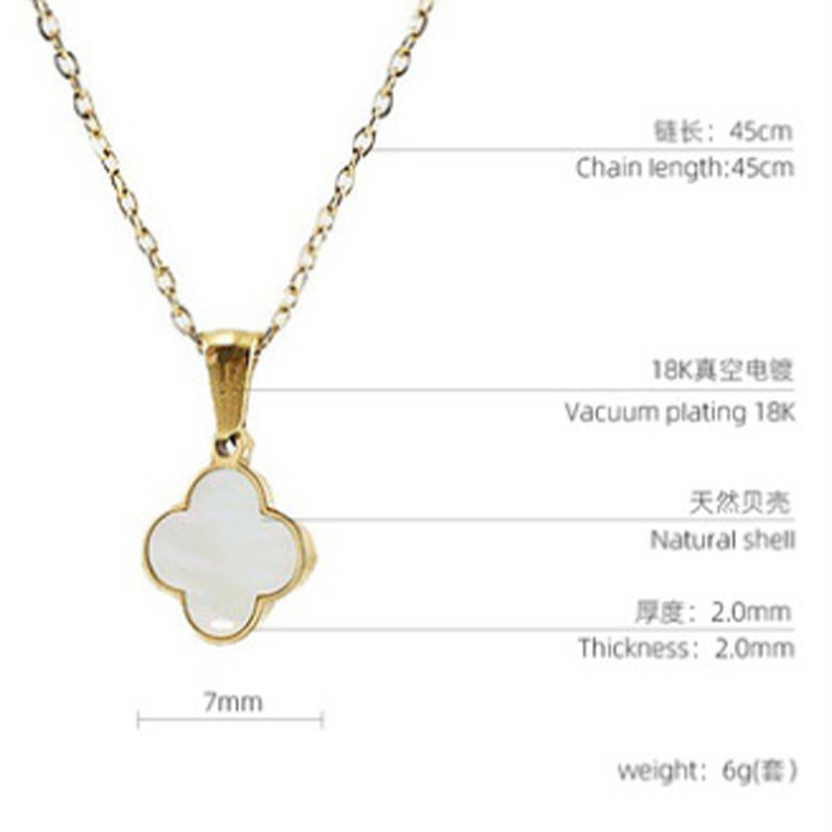 FOUR LEAF CLOVER SHELL EARRINGS NECKLACE SET