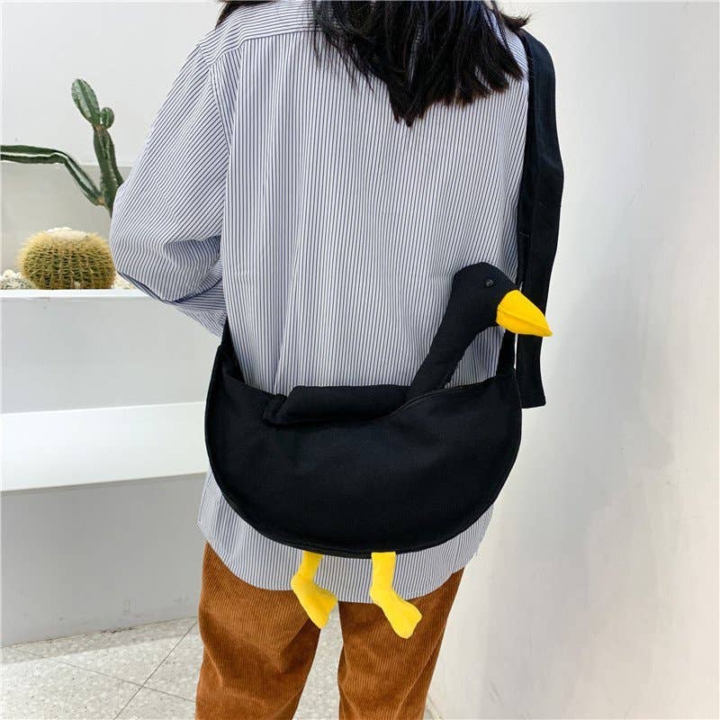 Cute fashionable duck-head canvas crossbody bag