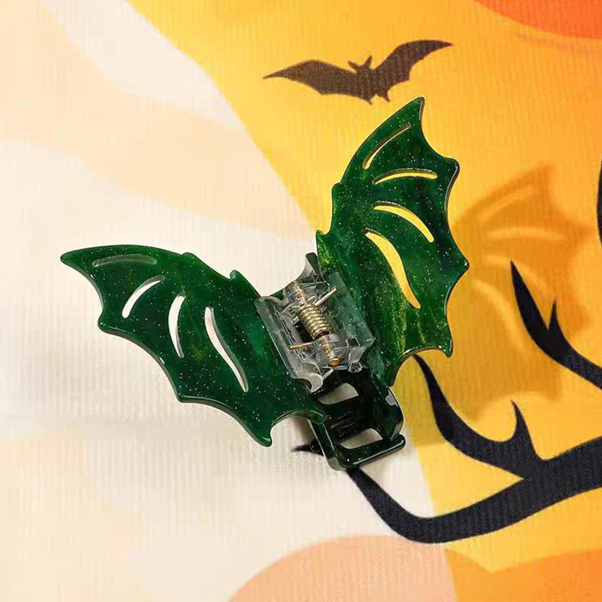 Halloween Acetate Hair Claw ? Witch & Bat Design