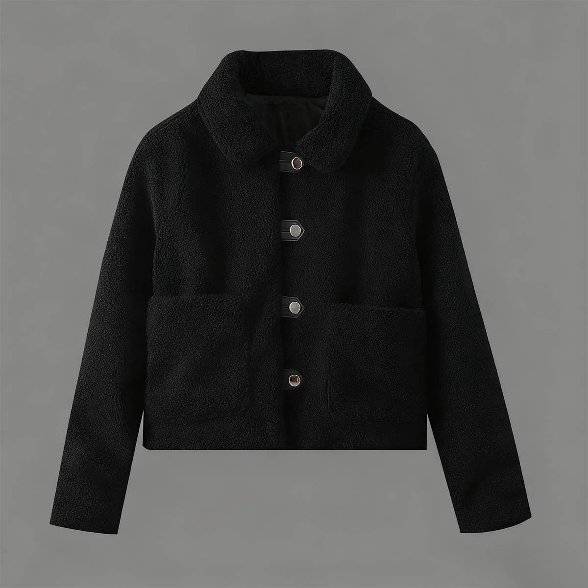 Lapel versatile fleece single-breasted jacket