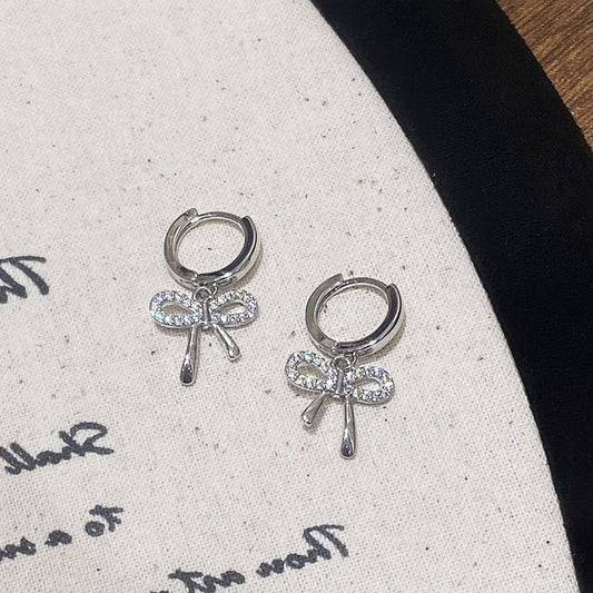 SIMPLE AND EXQUISITE MICRO-INLAID BOW EARRINGS