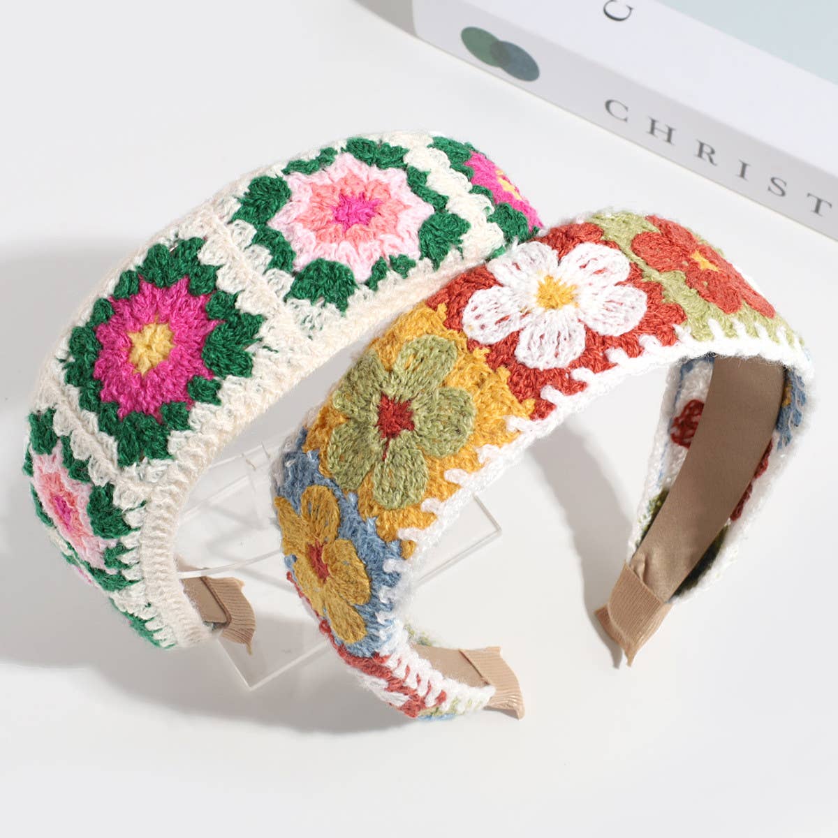 PASTORAL STYLE KNITTED FLOWER BRAIDED HEADBAND_CWAHA2261