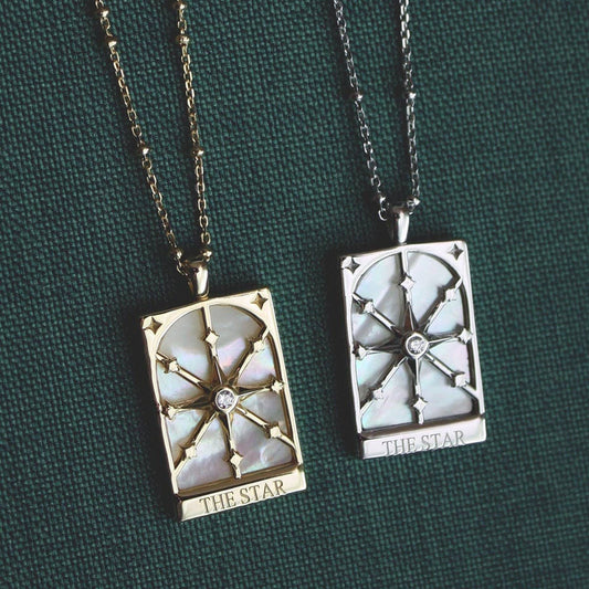 Personalized retro star and moon necklace_CWMM5315