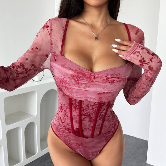 STREET FISHBONE LONG-SLEEVED SEXY HOT GIRL JUMPSUIT_CWMM4644