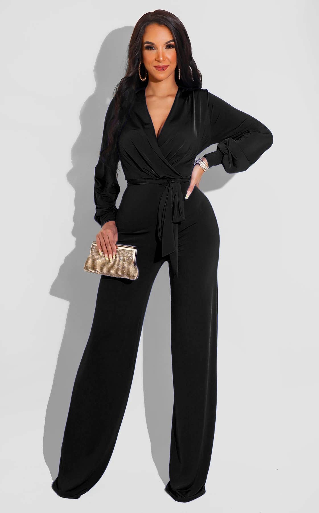 SOLID COLOR CASUAL LONG-SLEEVED KNIT ROMPER
