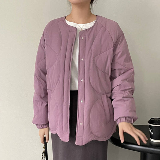 Round neck warm white down jacket