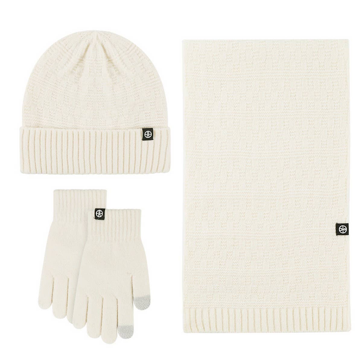 KNITTED GLOVES SCARF HAT WOOL THREE PIECE SET