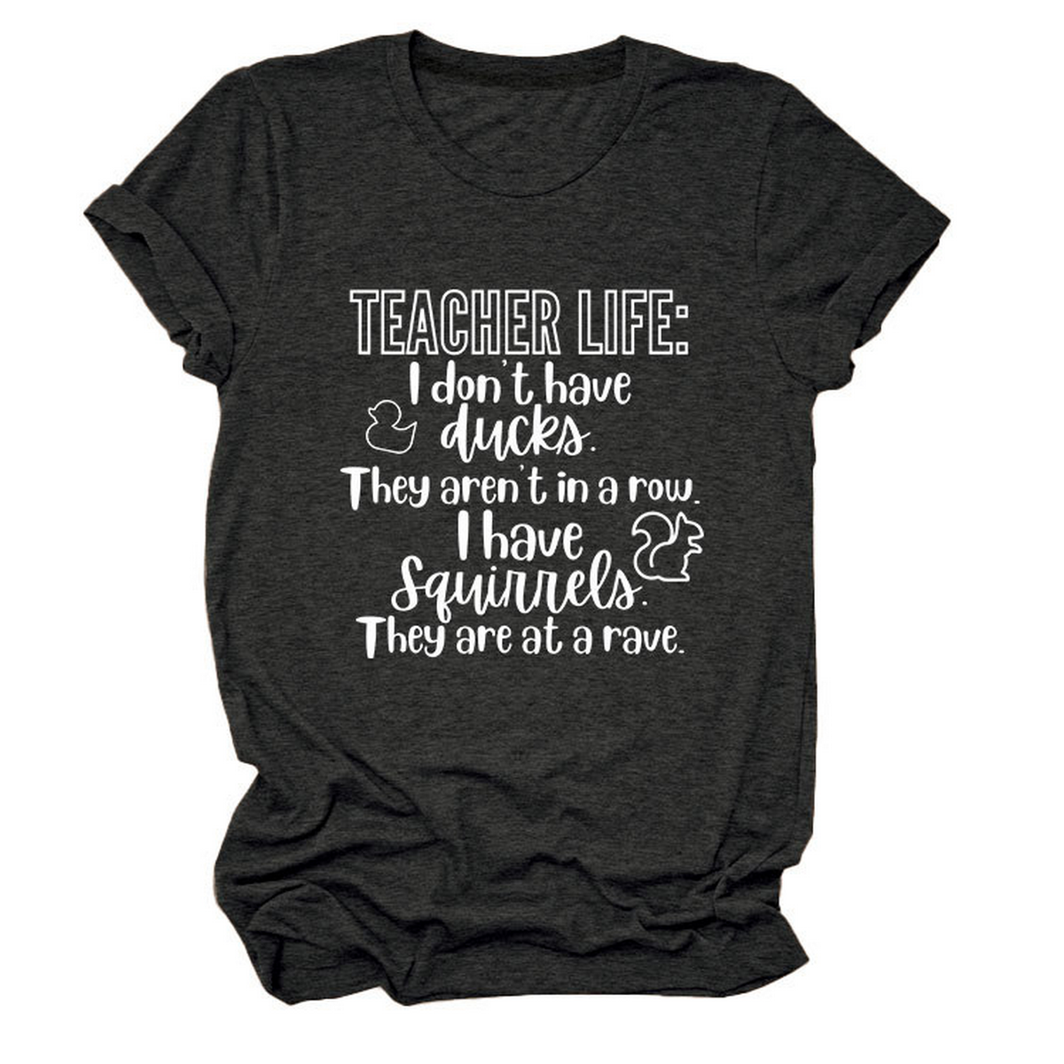 Casual Teacher Tee ??Round Neck Graphic Shirt_CWTTSL0479