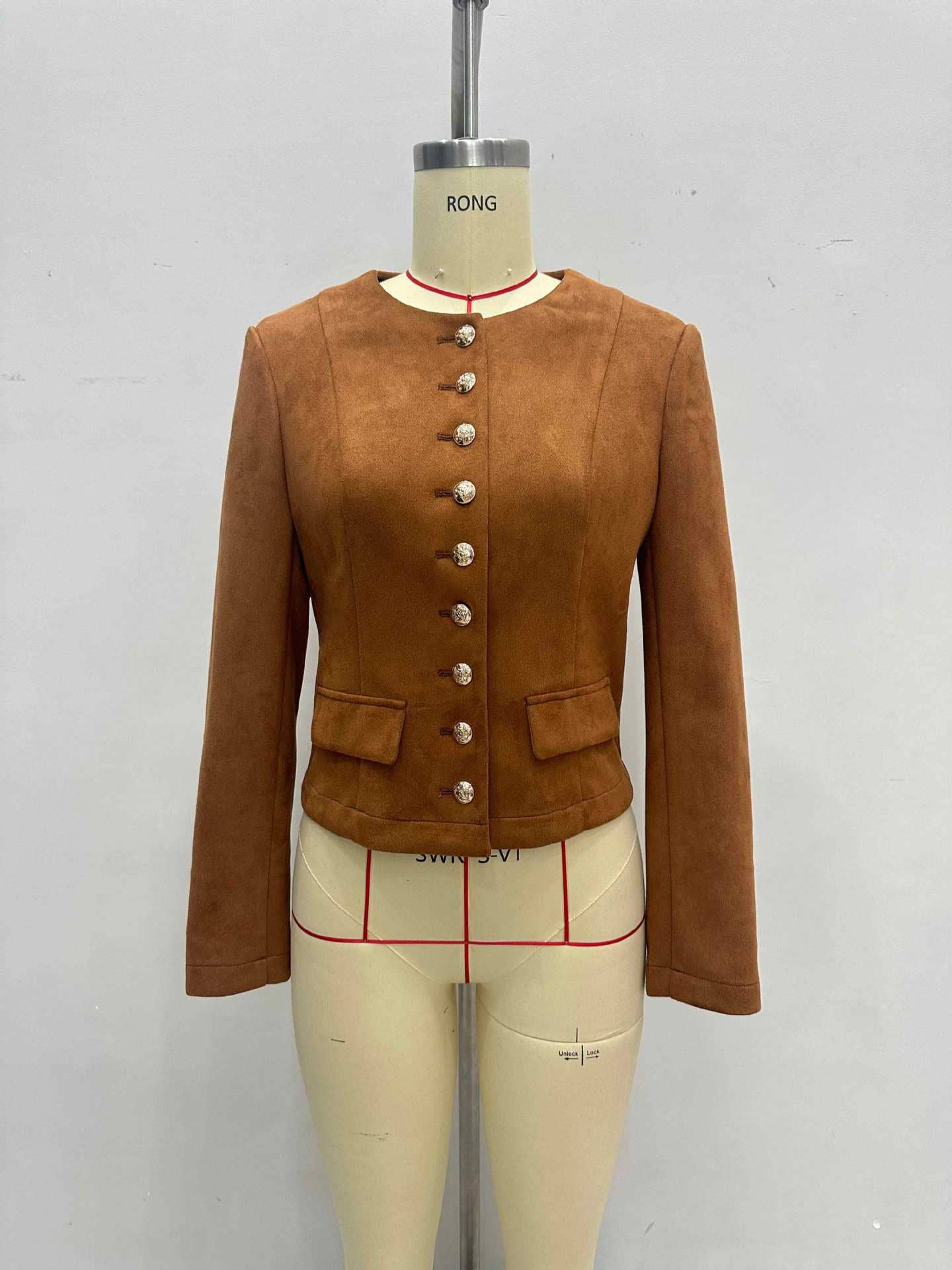 Fashionable metal single-breasted short coat