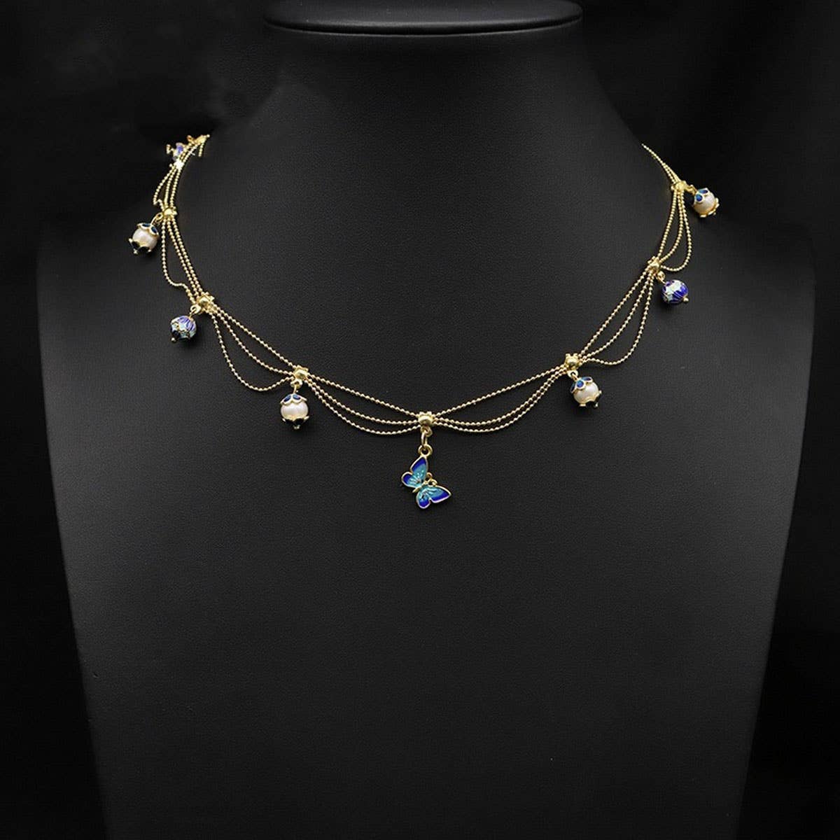 WOMEN'S TASSEL BUTTERFLY NATURAL PEARL NECKLACE