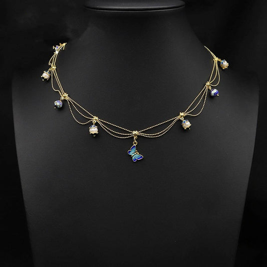 WOMEN'S TASSEL BUTTERFLY NATURAL PEARL NECKLACE