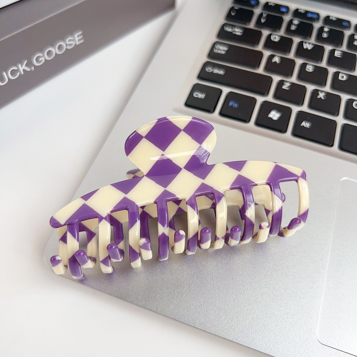 Checkerboard Hair Claw ??Candy Color Acetate Look_CWAHA0395