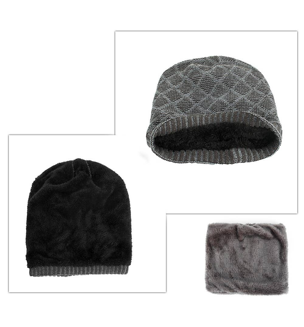 VELVET SUIT DIAMOND BIB PULLOVER HAT KNIT HAT