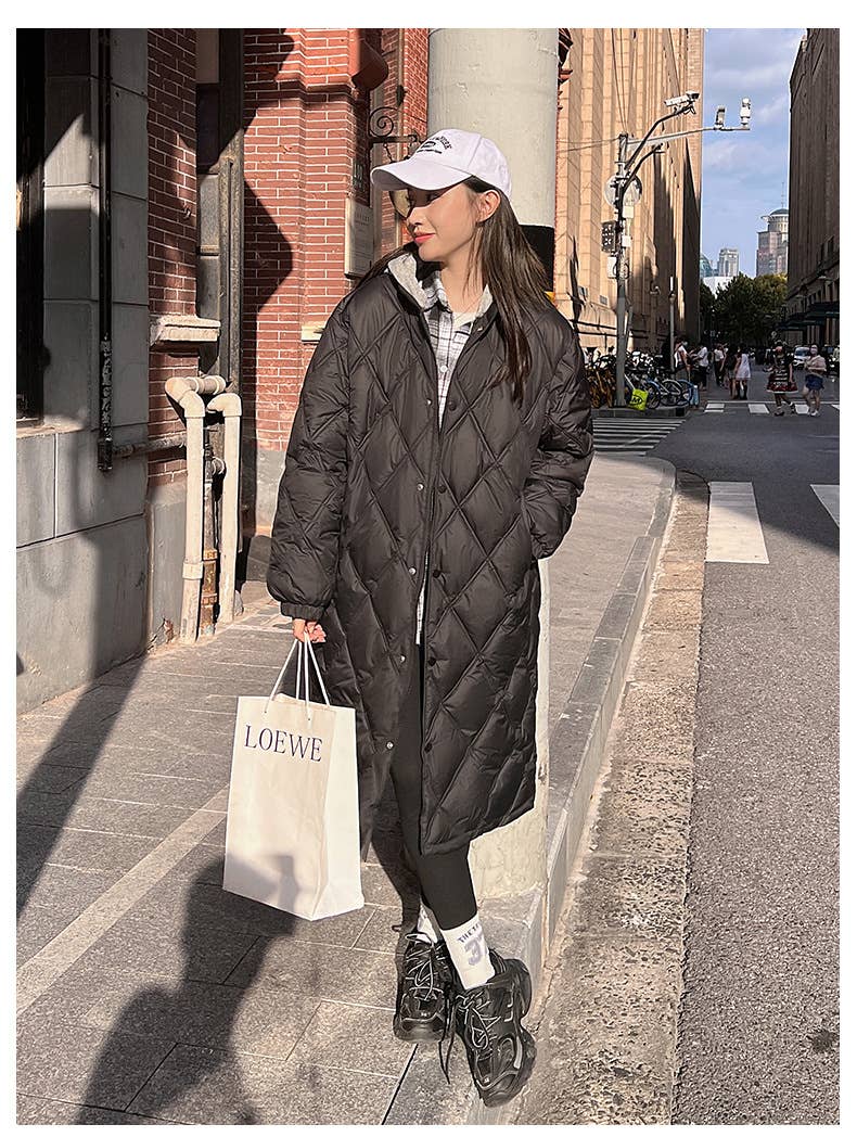 Long diamond lattice over the knee cotton jacket